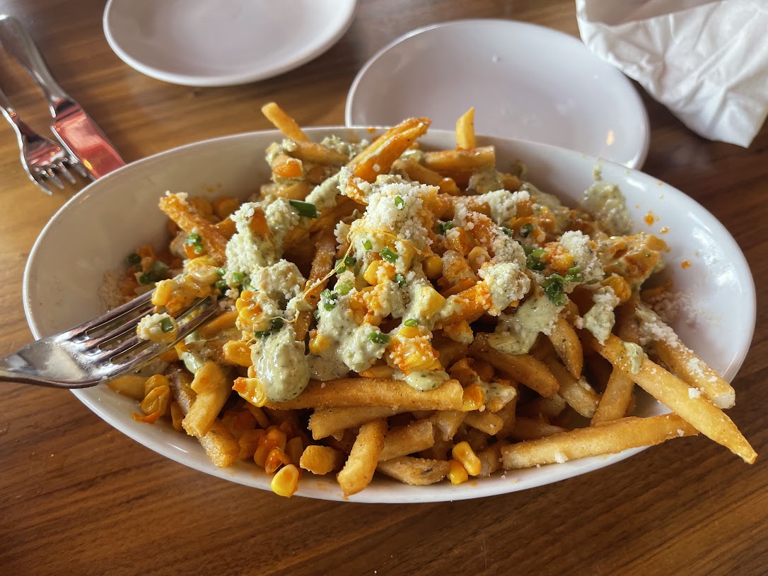 Street Corn Fries on a plate